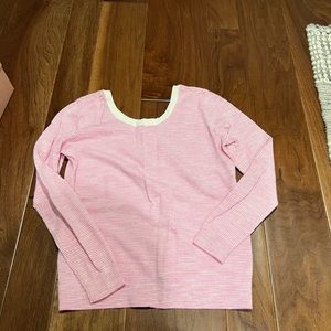 Ann Taylor loft pink & white striped light sweater size M - NWT